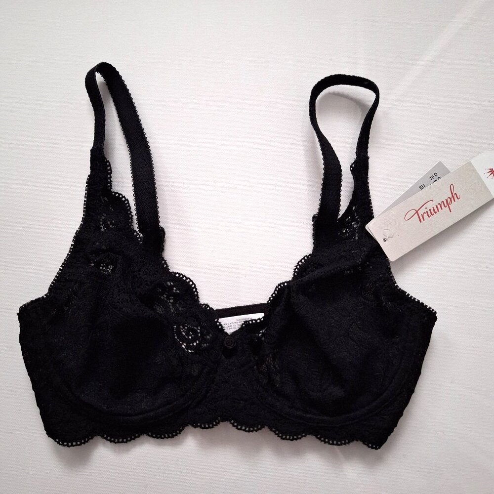 Triumph Amourette Black Lace Bra 32D NWT